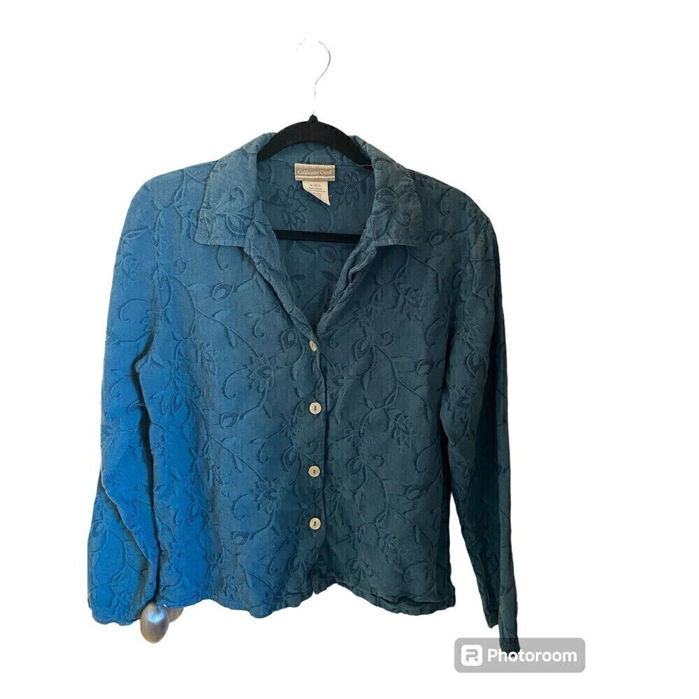 Coldwater Creek Medium women's mixed embroidered button up jacket